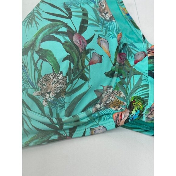Johnny Was Taina Underwire Bikini Top Blue Jungle Animal Floral Size Small S NEW - Picture 6 of 9